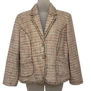 Coldwater Creek Stitched Boucle Wool Blend Jacket/Blazer Size 12P